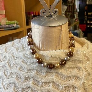 Majorica Pearl necklace - multi colored chunky with gold finish